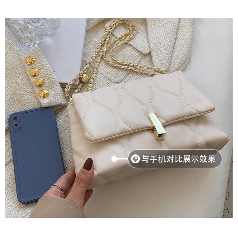 🌷 Túi nữ đeo chéo vân trám khoá cài tiểu thư thanh lịch ulzzang