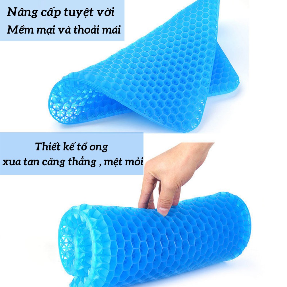 Đệm ghế 🌸FREE SHIP🌸Đệm ghế ngồi ô tô, văn phòng làm mát thoáng khí, Đệm Gel tổ ong hình