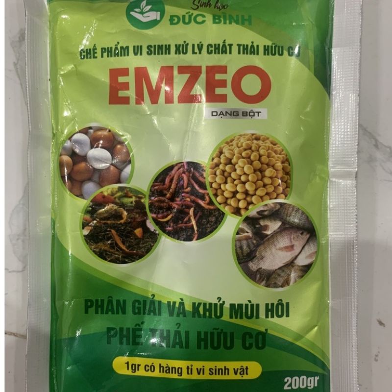 CHẾ PHẨM VI SINH EMZEO GÓI 200gr Ủ PHÂN VÀ RÁC HỮU CƠ DẠNG BỘT