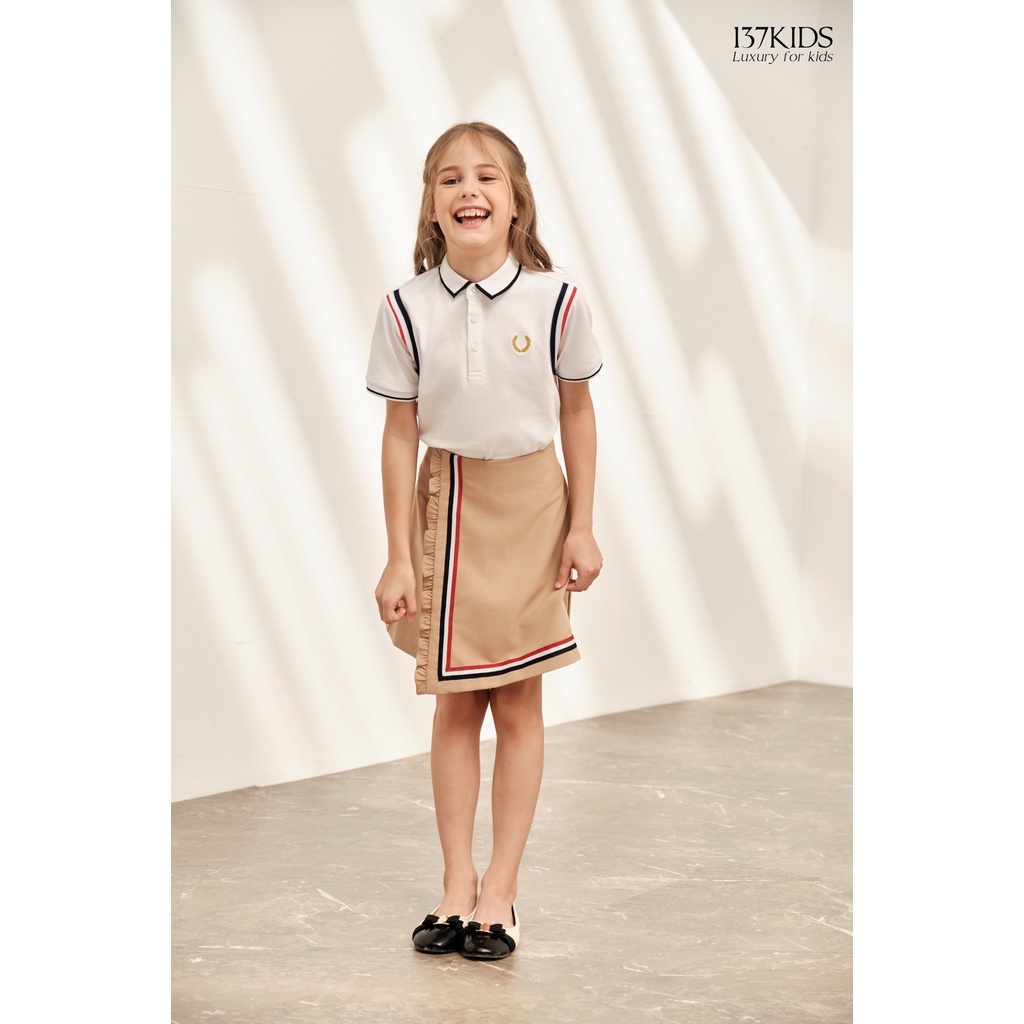 Quần váy chữ A vạt chéo thiết kế 137Kids cạp lưng chun co giãn cho bé gái