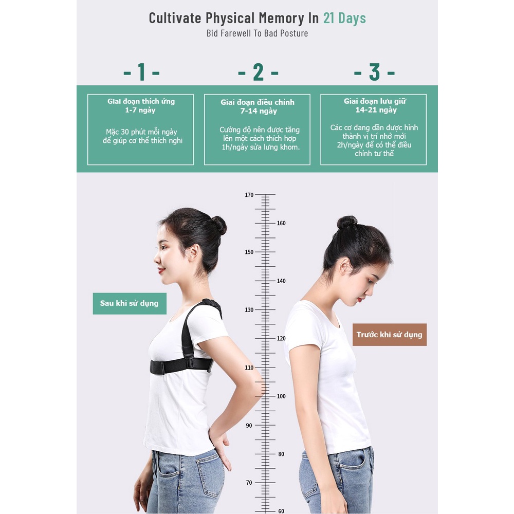 Xóa Gù Lưng Cho Trẻ Đai chống gù lưng trẻ em, nẹp lưng chống gù Nhật Bản Medicare T2 cho nam, nữ có báo rung