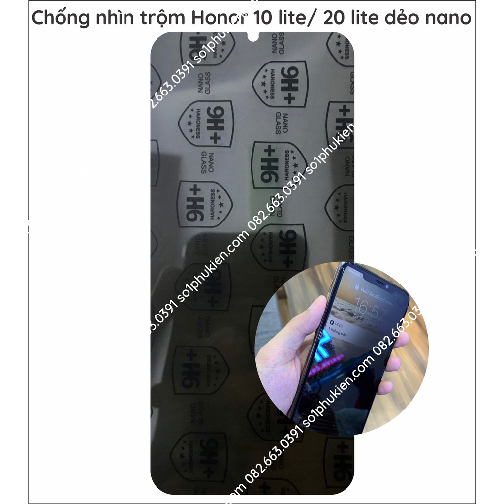 Dán cường lực chống nhìn trộm Honor 10 / 10 lite / play / 20 lite dẻo nano