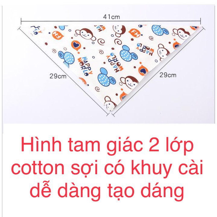 Yếm Tam Giác Cotton  Kiểu Dáng Thời Trang Baby Hàn Quốc,Yếm Quàng Cổ 4 Mùa Có Cúc Bấm Cho Bé