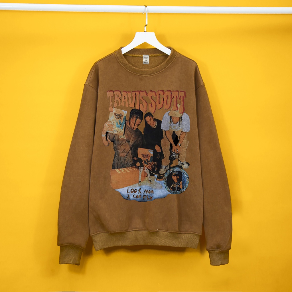 Áo nỉ bông sweater TRAVISSCOSTT Dogo.store  , Áo nỉ sweater unisex nam nữ form rộng oversize chất liệu Cotton