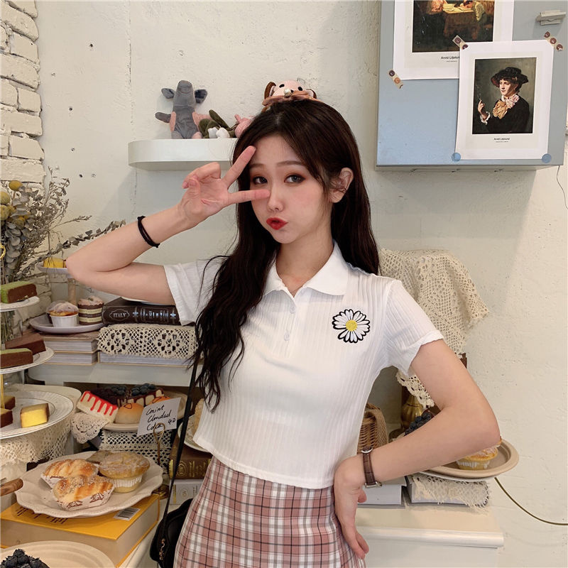 ❤️❤️áo polo Dệt Kim Ngắn Tay Thêu Họa Tiết Thời Trang Mùa Hè Hàn Quốc Cho Nữ | BigBuy360 - bigbuy360.vn