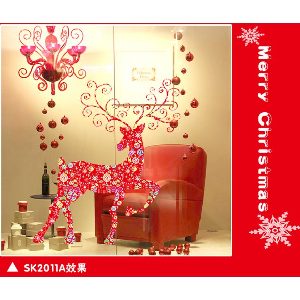 Decal trang trí Giang sinh Bộ Ghép Rèm phụ kiện Nai Đỏ sắc màu A.H