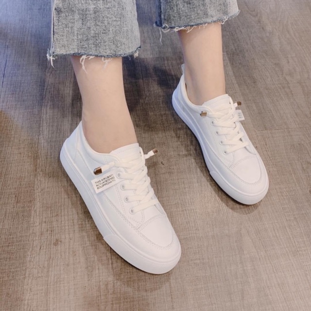 Giầy thể thao nữ trắng full cá tính trẻ trung dây rút