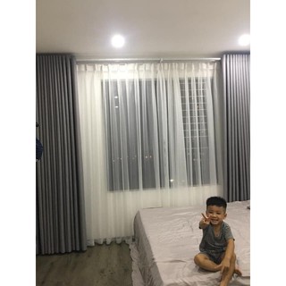 Rèm may sẵn màu ghi vân đá cao cấp