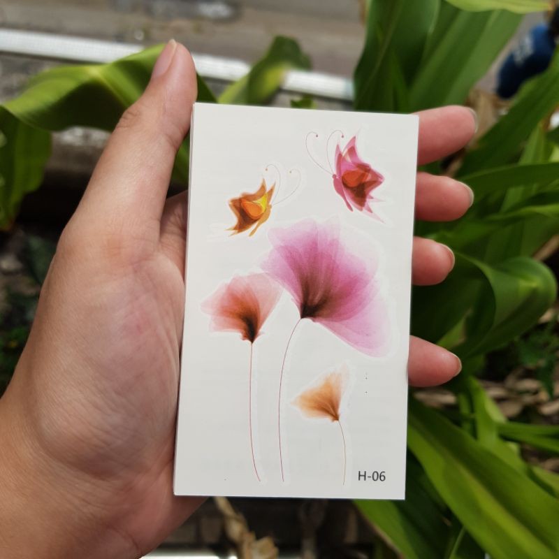 Hình xăm hoa màu loang h06. Xăm dán tatoo mini tạm thời, size &lt;10x6cm