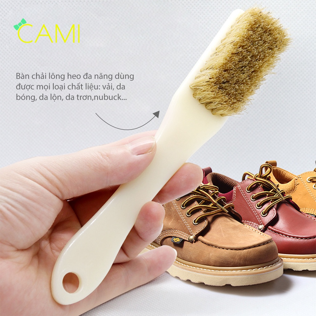 Bàn chải đa năng lông heo cán dài vệ sinh bụi bẩn đồ dùng trong nhà, đánh xi bóng mọi loại giày - Cami - CMPK251