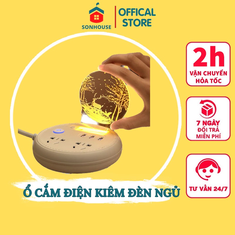 Ổ Cắm Điện Thông Minh Đa Năng Chống Giật, Chịu Tải 2500W, Tích Hợp Cổng USB Sạc - Có Đèn Led VERSION 4