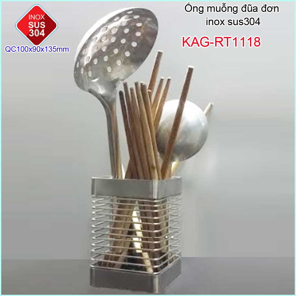 Ống đũa đơn KAG-RT1118, ống đựng đũa nhà bếp Inox SUS304 siêu bền giá tốt sử dụng tốt