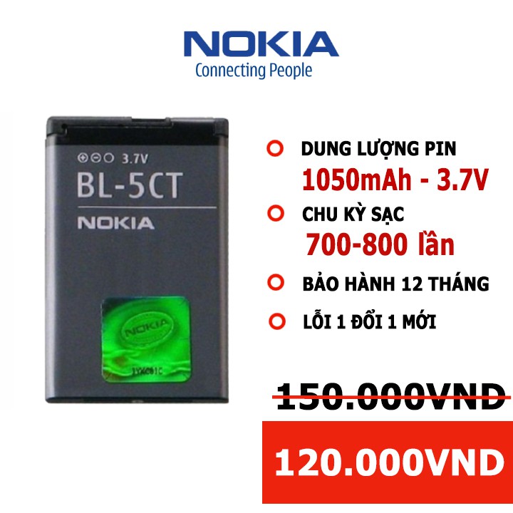 [Dùng Thử 7 Ngày] Pin Nokia C5-00/ C5-02/ C6-01/ C6-02/ BL5CT BH 12 Tháng