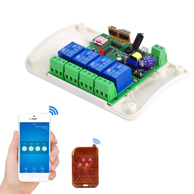 Công Tắc Sonoff 4 kênh bằng 4CH-RF 433Mhz và Wifi Ewelink
