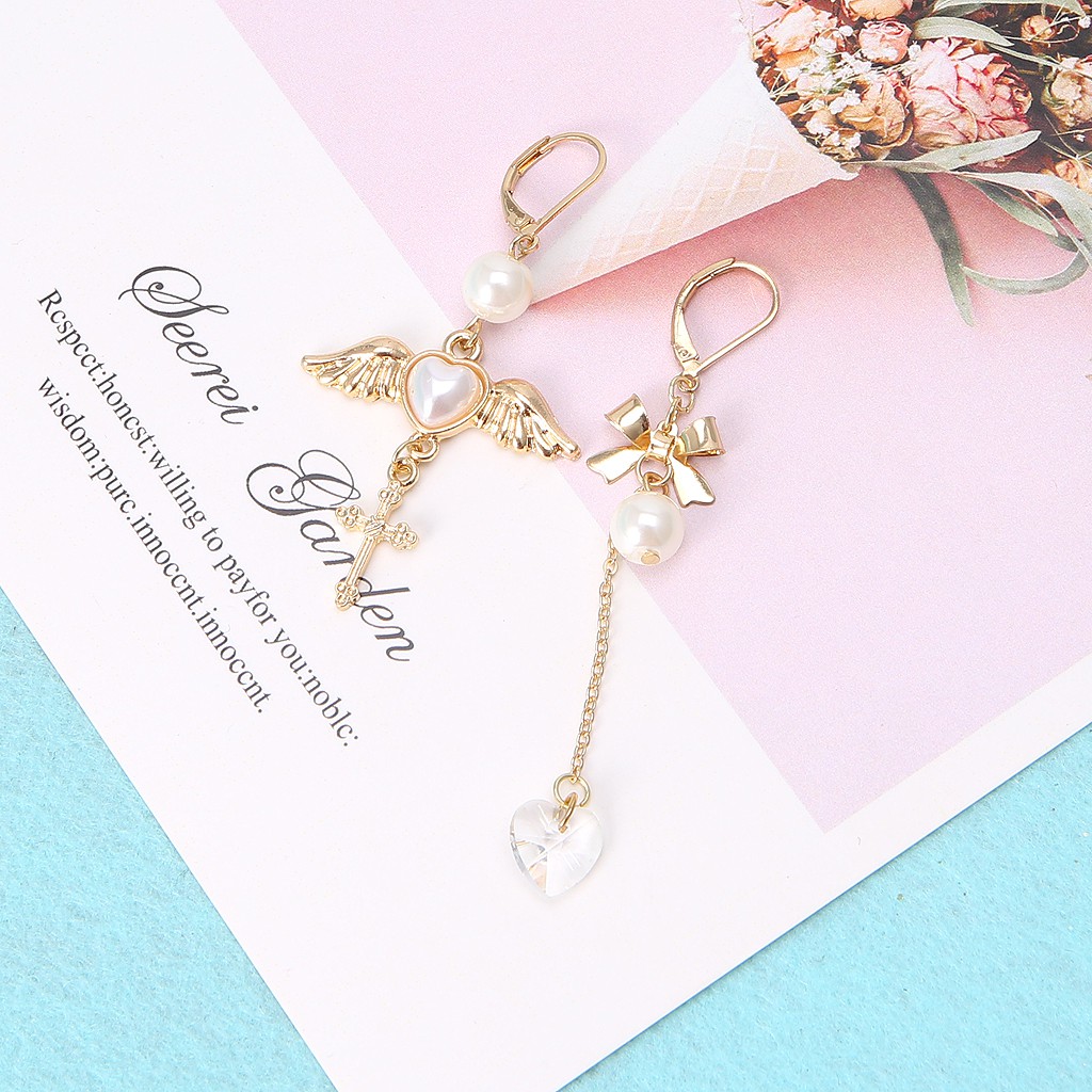 Khuyên tai dáng dài đính ngọc trai nhân tạo sang trọng thanh lịch