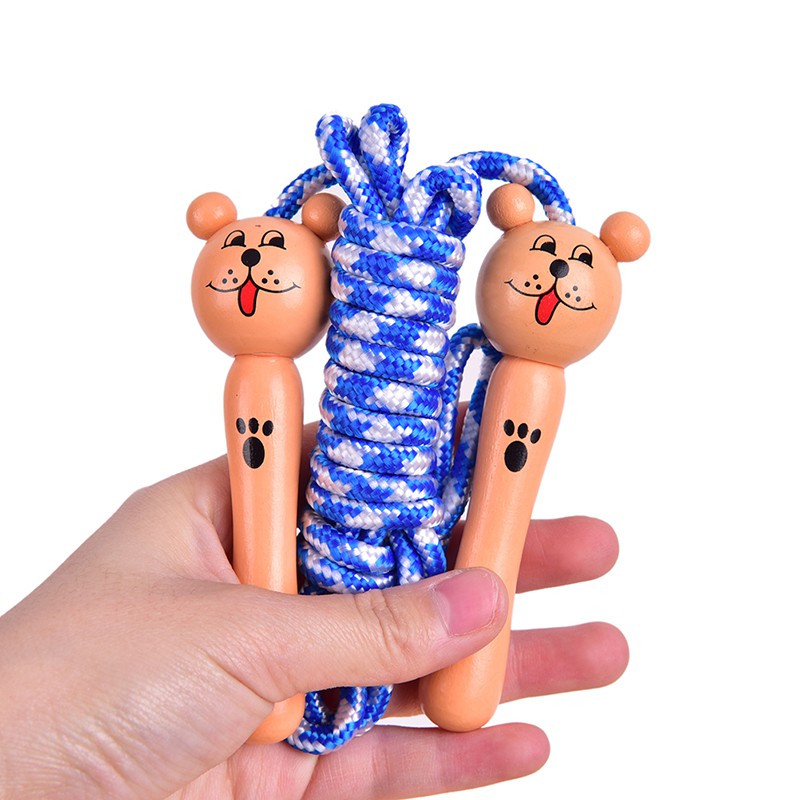 Dây Nhảy Thể Thao Tay Cầm Gỗ Kiểu Hoạt Hình Xinh Xắn Cho Bé