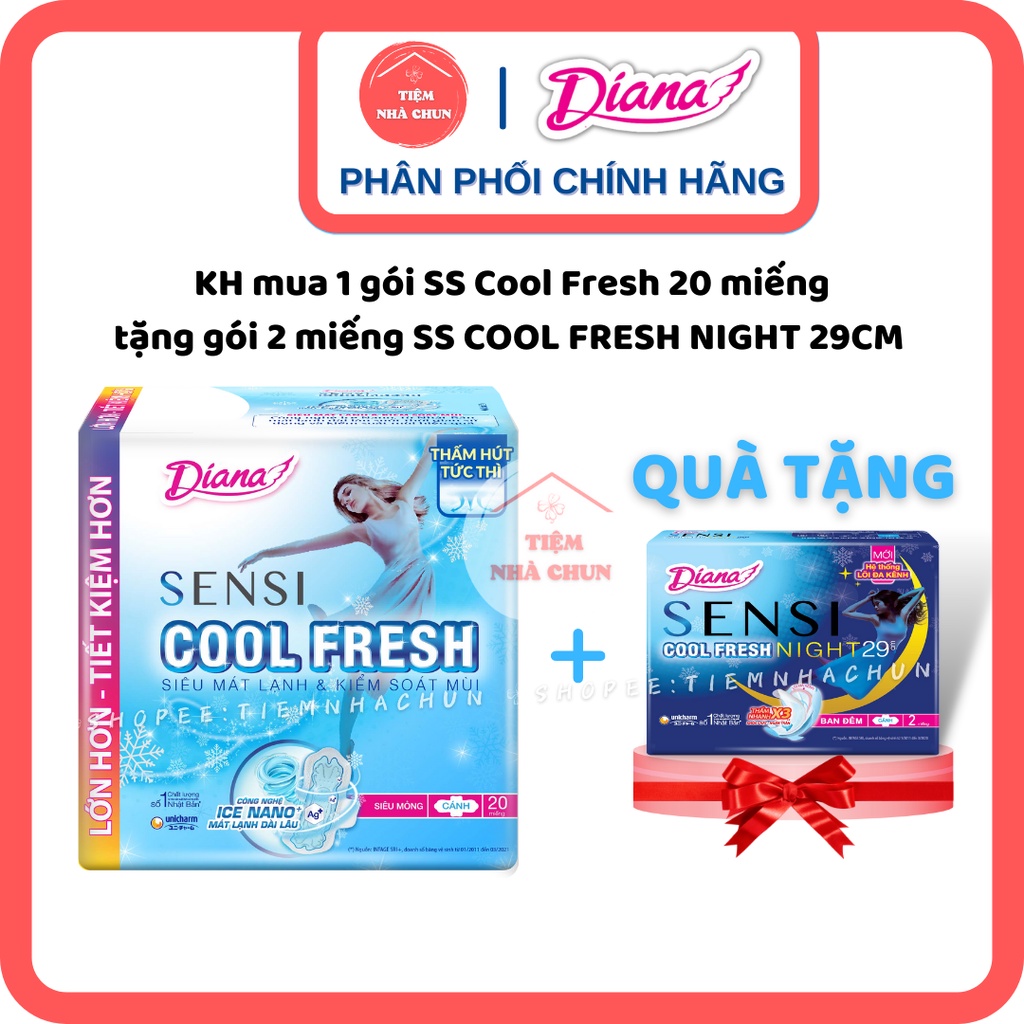 GÓI 20 MIẾNG Băng Vệ Sinh SENSI Cool Fresh Siêu Mỏng Mát Lạnh Có Cánh HÀNG CHÍNH HÃNG