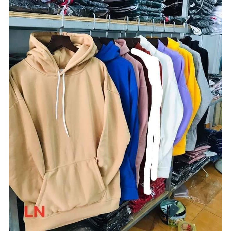 Áo hoodie trơn nỉ bông HARIQUEEN