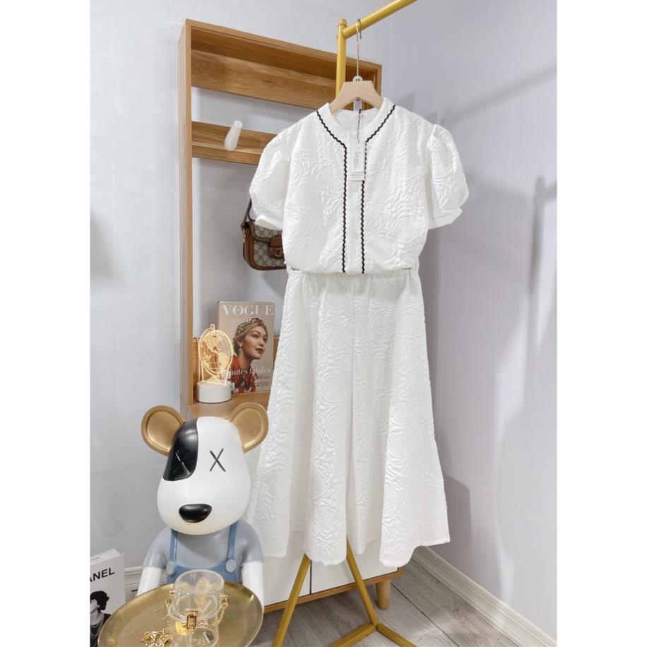 [ 𝐅𝐑𝐄𝐄 𝐒𝐇𝐈𝐏 ] SÉT ÁO VÂN HOA NỔI VIỀN MÍ CHÂN VÁY DÀI SIÊU HÓT