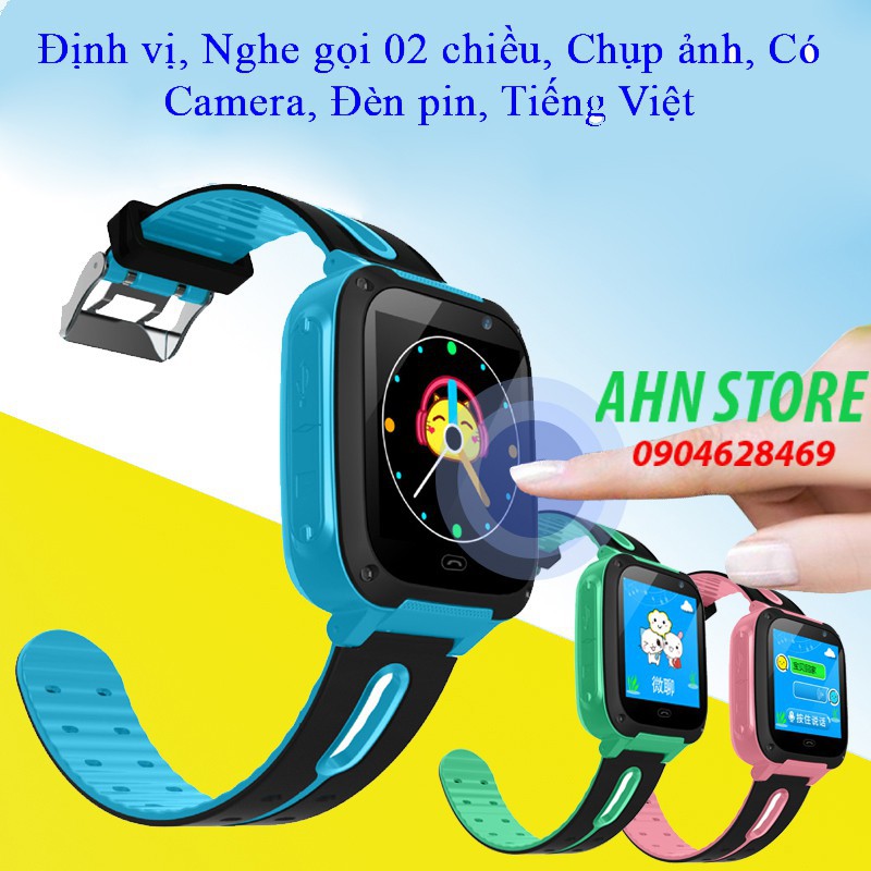 Đồng hồ định vị trẻ em S4 phiên bản tiếng Việt, Đồng hồ định vị có Camera, Đèn pin, chống nước nhẹ. Đồng hồ thông minh