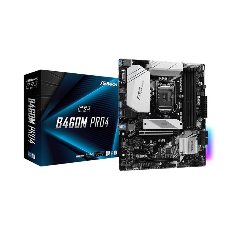 Mainboard ASROCK B460M PRO4 (Intel B460, Socket 1200, m-ATX, 4 khe Ram DDR4)