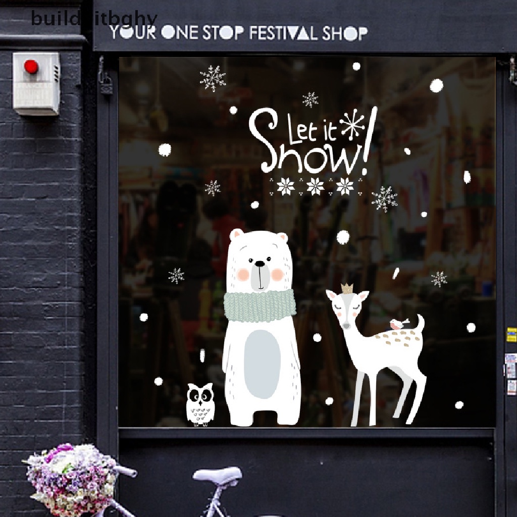 Miếng dán cửa kính cỡ lớn họa tiết giáng sinh dễ thương