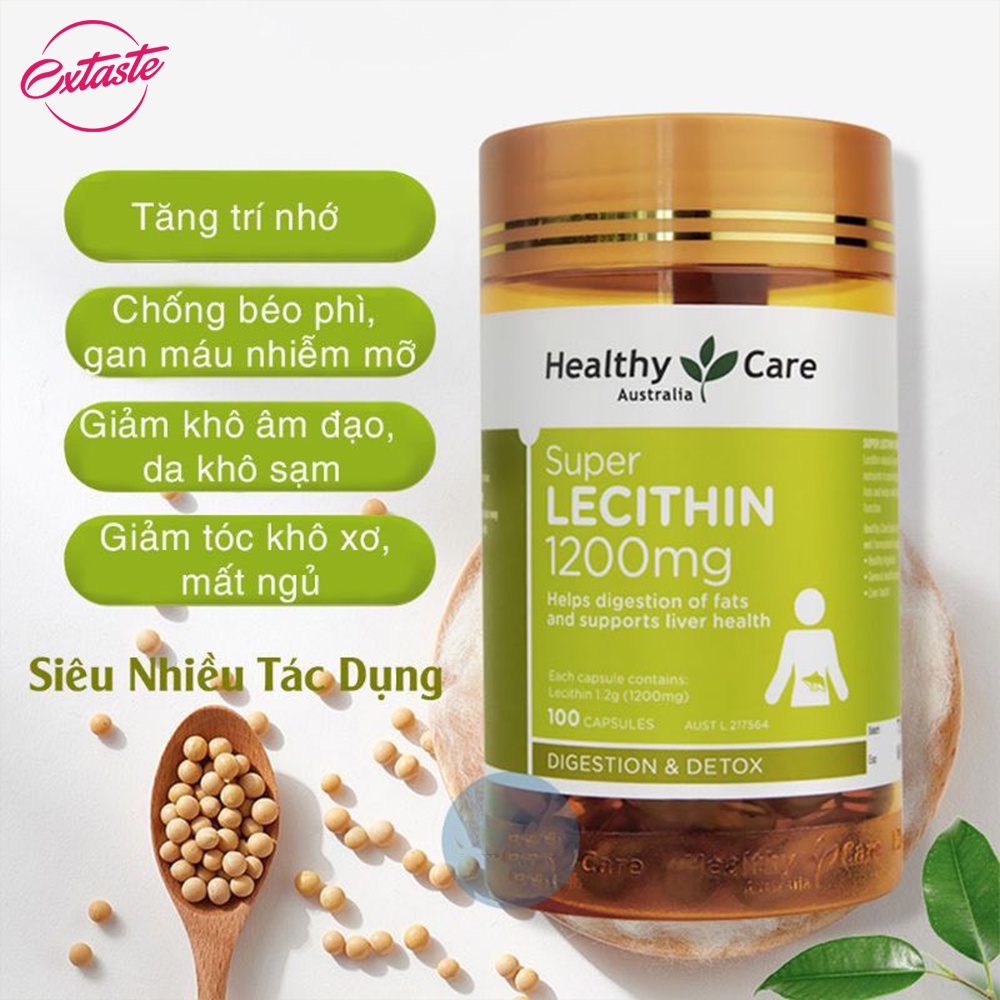 Mầm đậu nành Healthy Care Super Lecithin 1200mg 100 viên đẹp da tăng nội tiết tố nữ