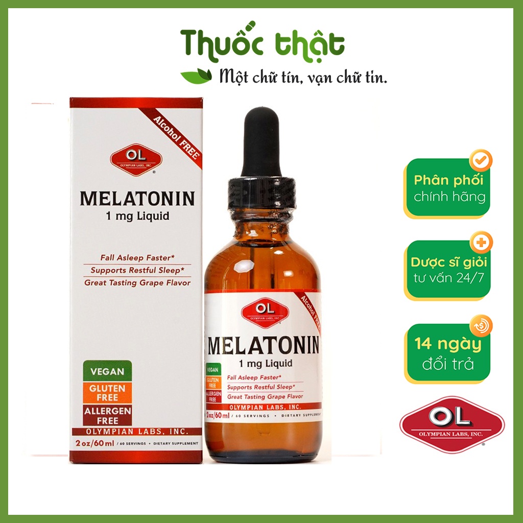 Olympian Labs Melatonin 1mg Lọ 60 ml Giảm Căng Thẳng Cải Thiện Giấc Ngủ Sâu