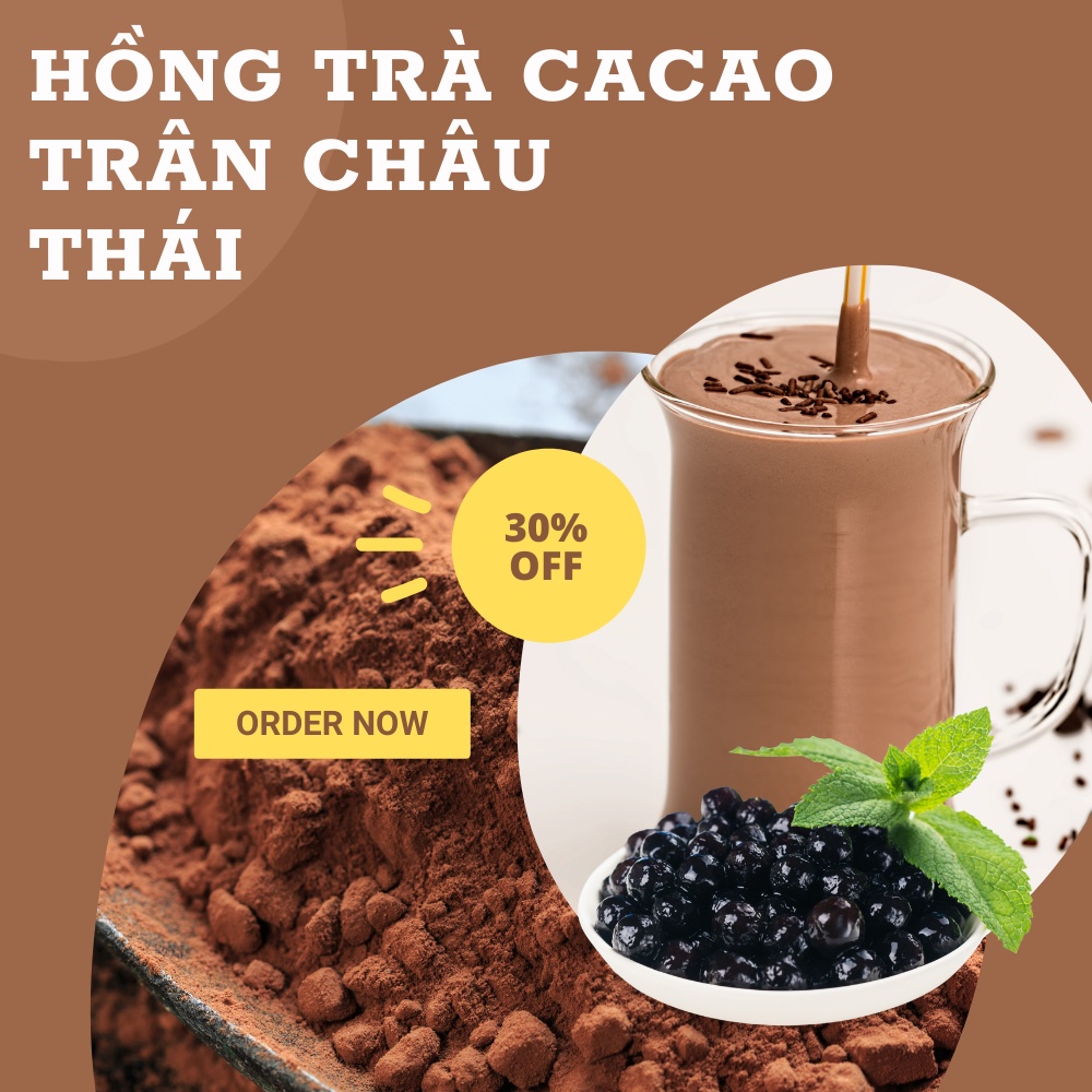 ⭕️Set 12 Cốc Lớn 350ML⭕️ Trà Sữa Socola Trân Châu Vị Đường Đen (Hồng Trà CaCao) - Tiệm Bột Pha Chế Xì Trum