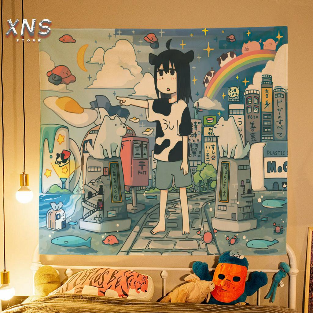 Tấm vải treo tường decor phòng hình nhân vật hoạt hình One Piece