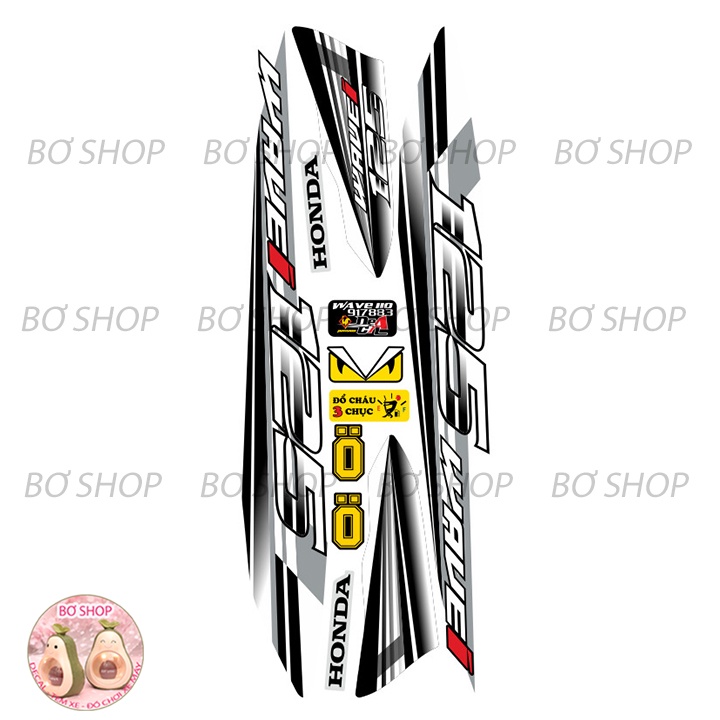 Tem rời WAVE ALPHA 110  Mẫu 125i - BƠ SHOP  - Tem chế 3 lớp cao cấp