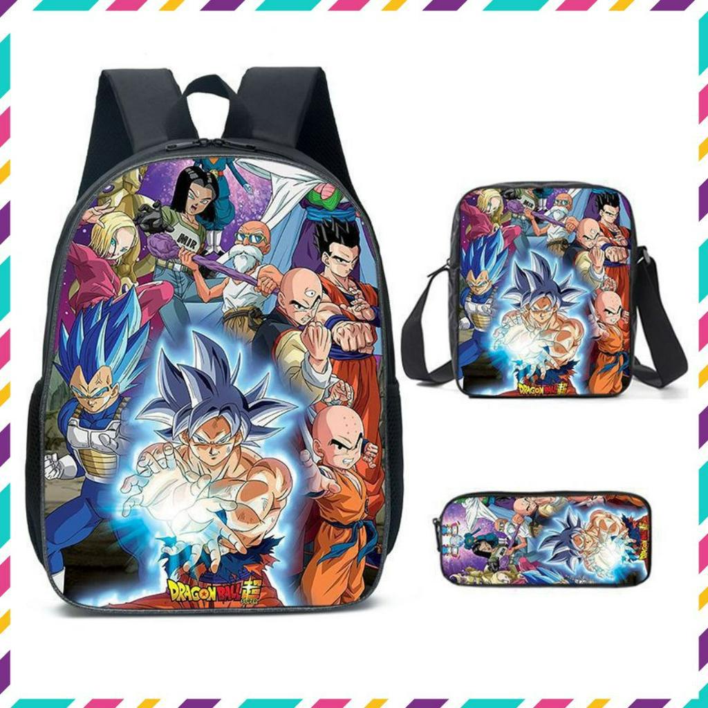 Balo đi học, balo học sinh cấp 1, túi đeo chéo, hộp bút hoạ tiết Dragon ball, Goku, Vegeta balo thời trang cho học sinh