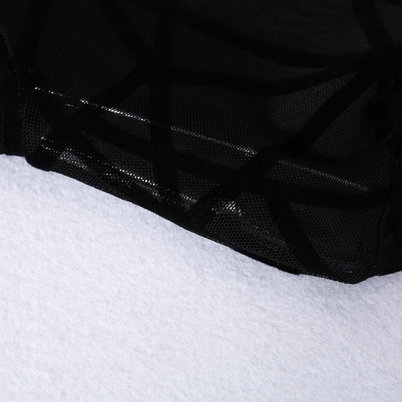 Áo Liền Quần Tay Dài Cổ Cao Phối Lưới Xuyên Thấu Thời Trang Quyến Rũ Cho Nữ