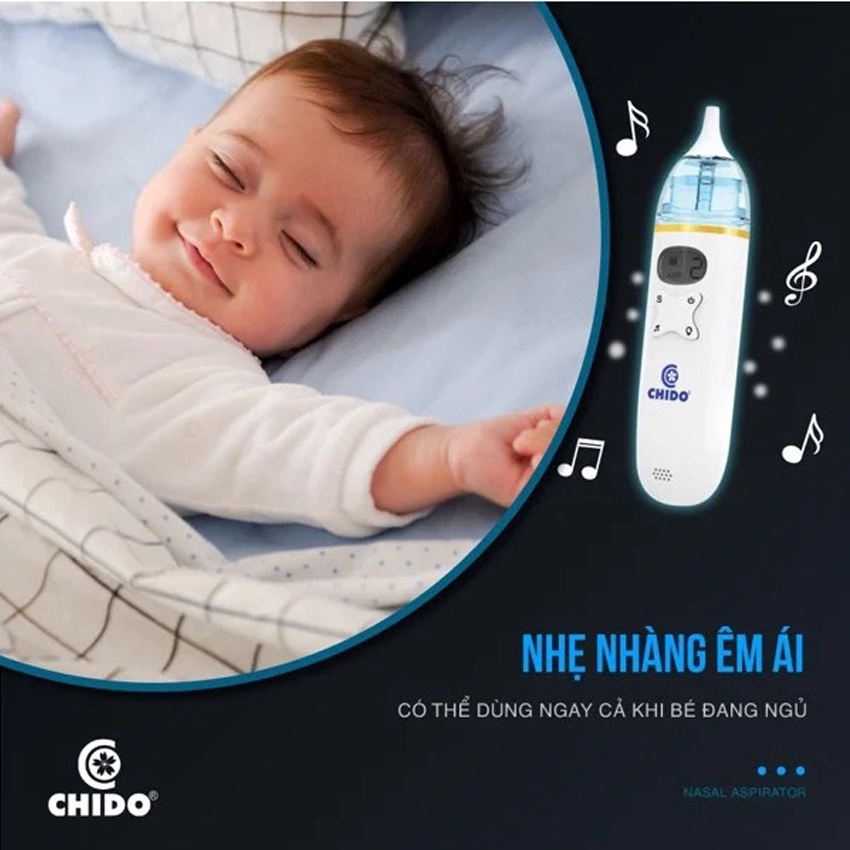 Máy hút mũi cao cấp cho bé CHIDO 2020 có nhạc, màn hình LCD, Công nghệ Nhật Bản, Hàng chính hãng, BH12 tháng