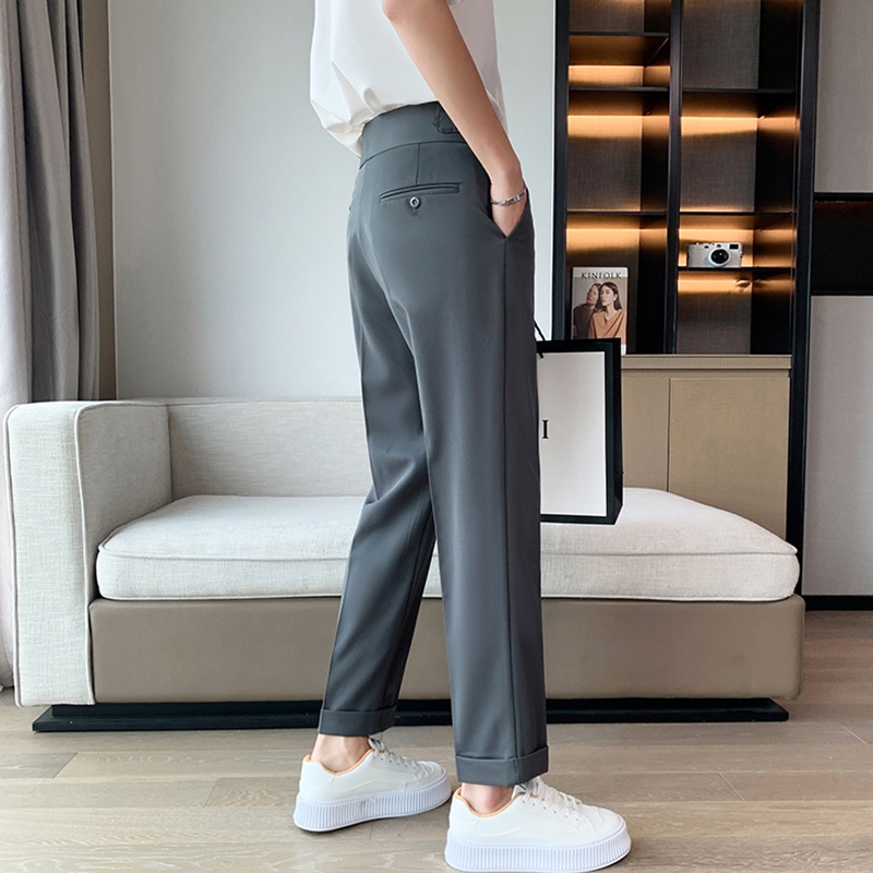 Quần Âu Baggy Nam Ống Đứng Trơn Màu Cạp Cao Phối Đai Khuy Kiểu Mới Thời Trang Zenkonu QUAN NAM 130V1
