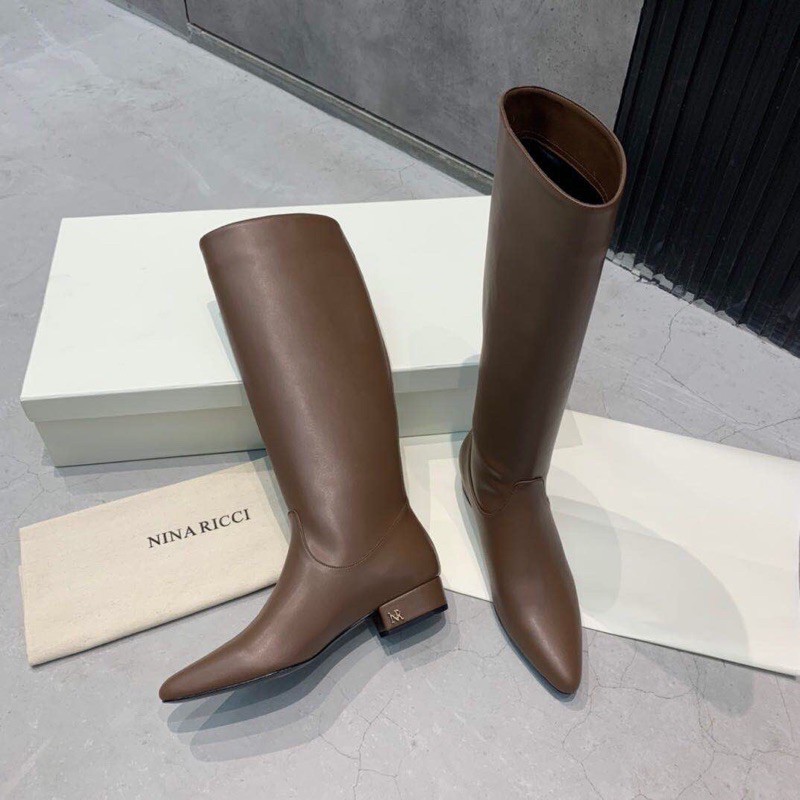 boots nữ cao cổ khuôn hở Khóa phần cứng tùy chỉnh, đế ngoài bằng da nhập khẩu từ Ý nina ricci