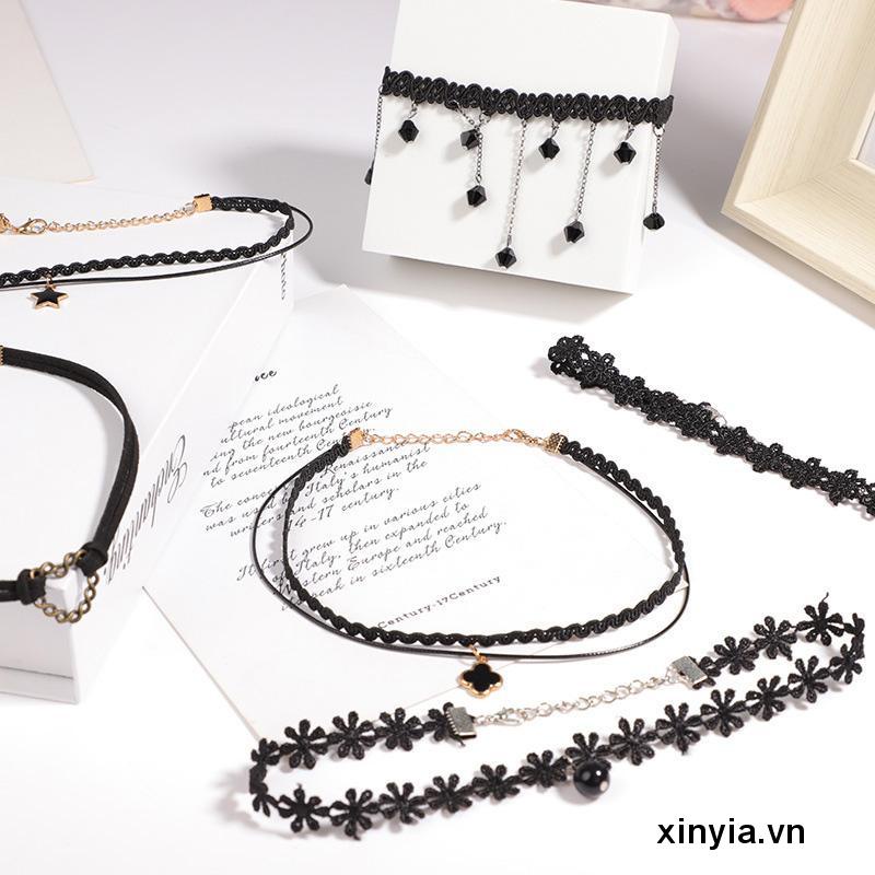 🌺Vòng Cổ Choker Bằng Da Phối Nhung Phong Cách Gothic Cổ Điển Cho Nữ