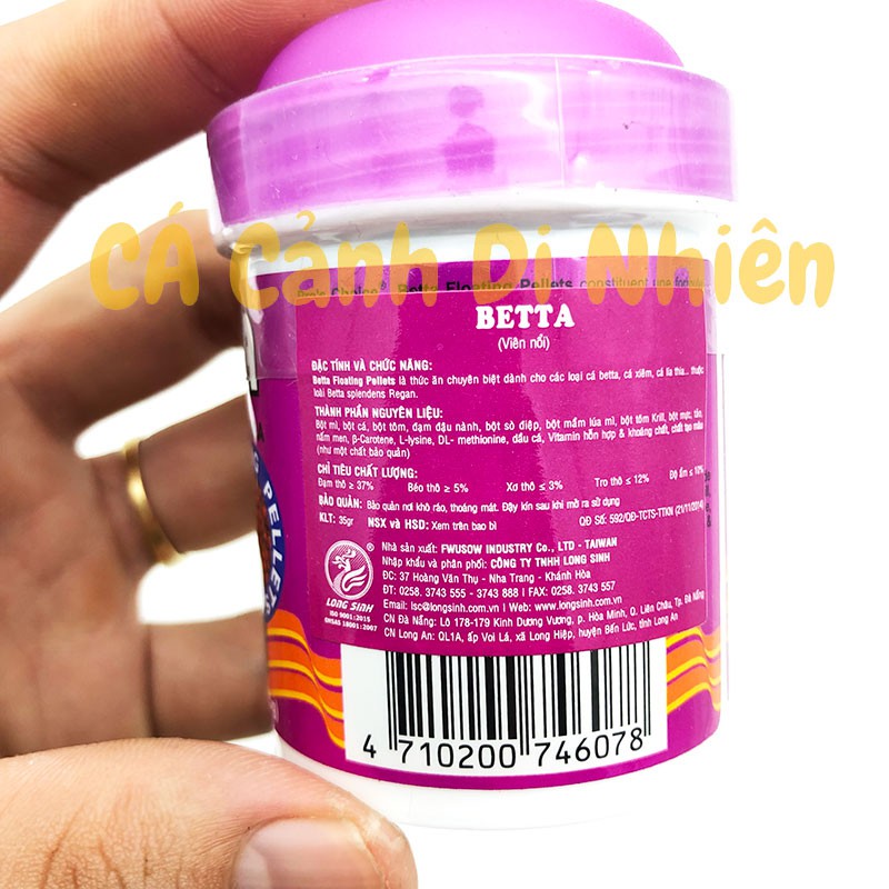 Thức ăn cho cá Betta Pro's Choice dạng hạt lọ TÍM 35 Gram