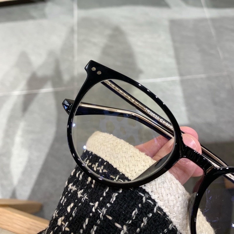 Gọng kính mắt nhựa tròn chống ánh sáng xanh càng kim loại - Phụ kiện thời trang nam nữ cao cấp Kihu Eyewear 30039