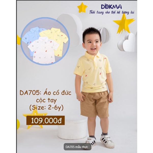 Áo polo cổ đức bé trai có họa tiết hiệu Dokma size đại 2 - 6 tuổi Tiệm Nhà Sóc