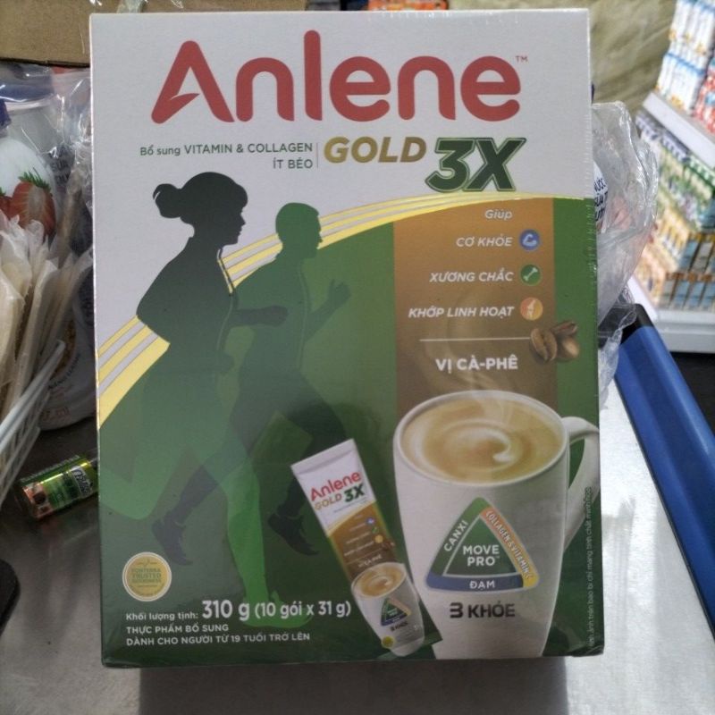 Anlene sữa bột Gold x 3 ít  béo vị cà phê