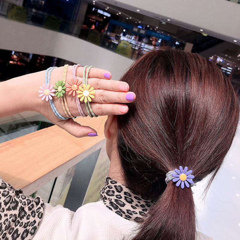 Dây buộc tóc phối hoa cúc thời trang 5 màu tùy chọn