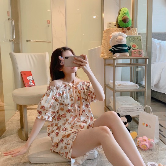 THANH LÝ - Bộ mặc nhà trễ vai Quảng Châu có size phong cách Hàn Quốc