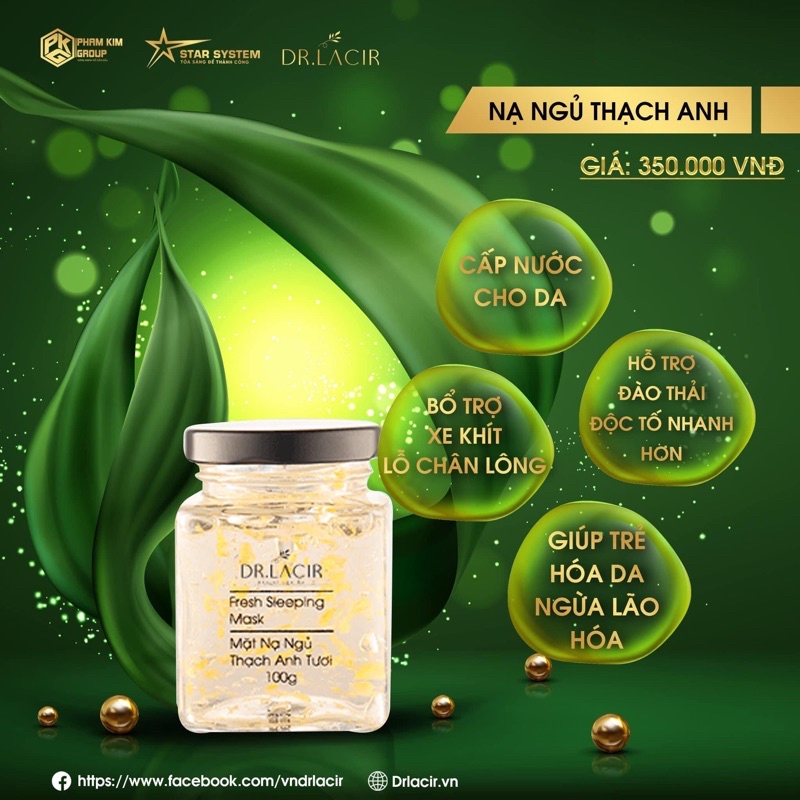 Mặt Nạ Ngủ Thạch Anh Tươi Drlacir,Hộp 180ml -Giúp cấp ẩm da, phục hồi da (mặt nạ ngủ)