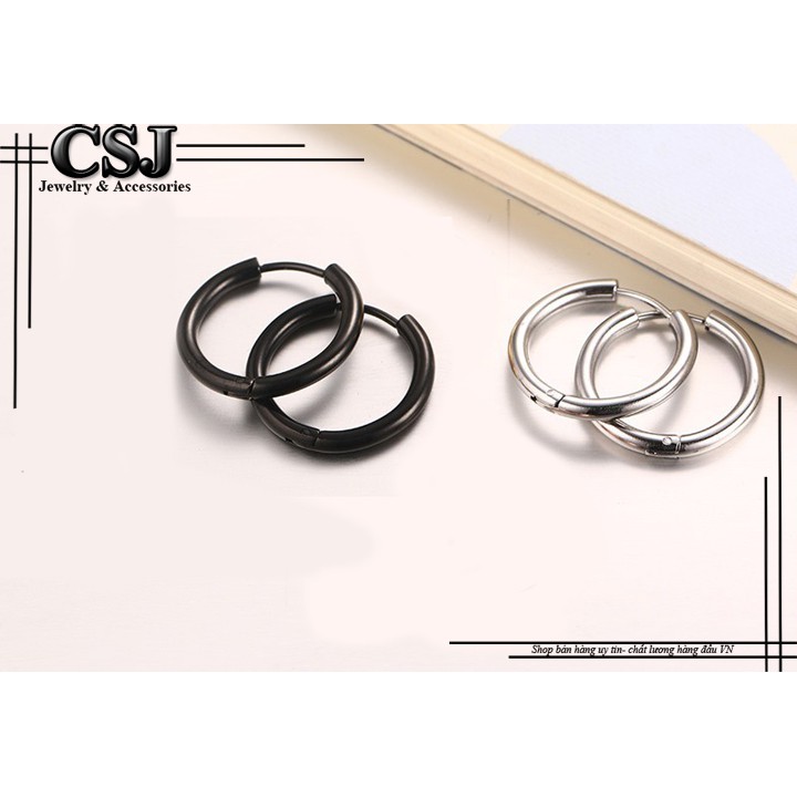 BÔNG TAI INOX NAM KHOEN TRÒN KIỂU SƠN TÙNG  BT161