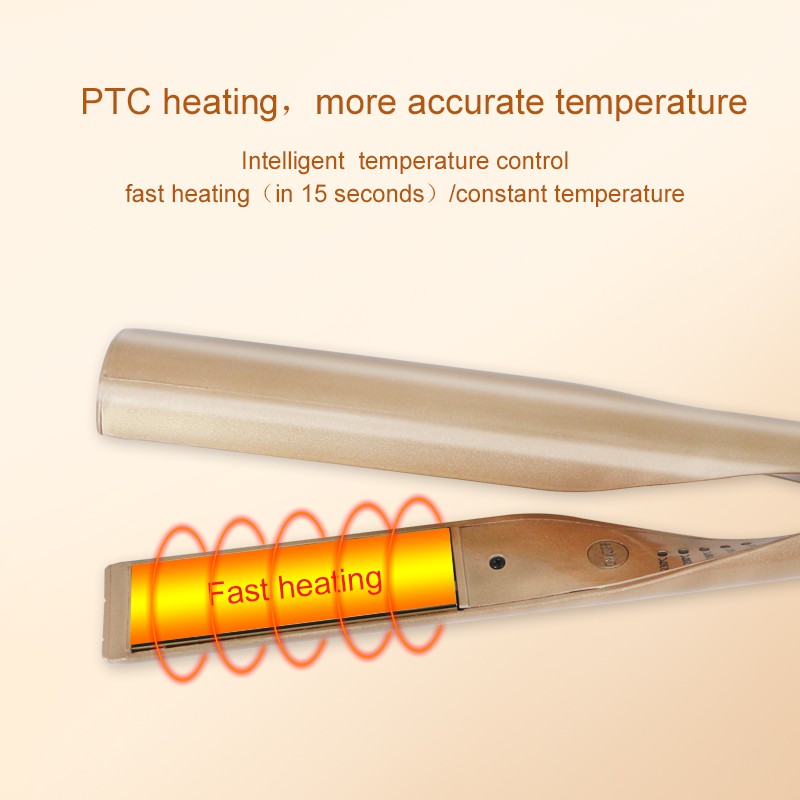 Máy duỗi tóc phẳng và uốn tóc Ubeator 2 trong 1 dạng tấm gốm sứ titan màu vàng