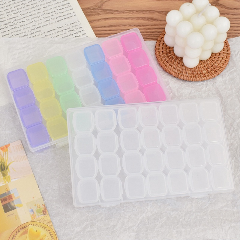 Hộp nhựa 28 ngăn trong suốt chuyên dùng đựng trang sức đa năng tiện lợi