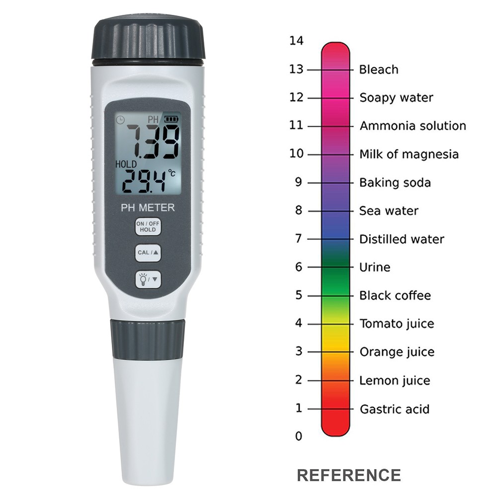 Máy đo chất lượng nước pH/axit cầm tay có cảm biến thông minh tự động bù nhiệt độ ATC cho bể cá/nước uống gia đình