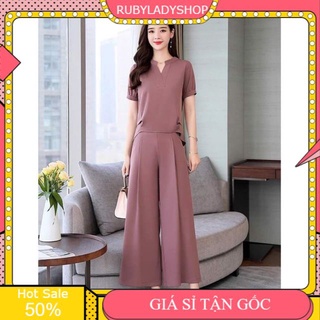 SÉT BỘ ÁO PHỐI NÚT SAU QUẦN ỐNG RỘNG..