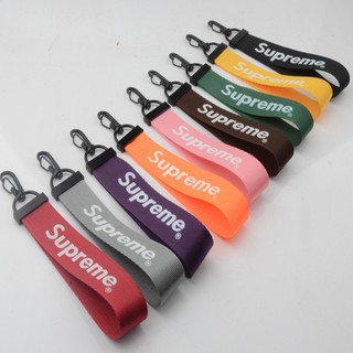 Móc khóa dây vải in chữ supreme
